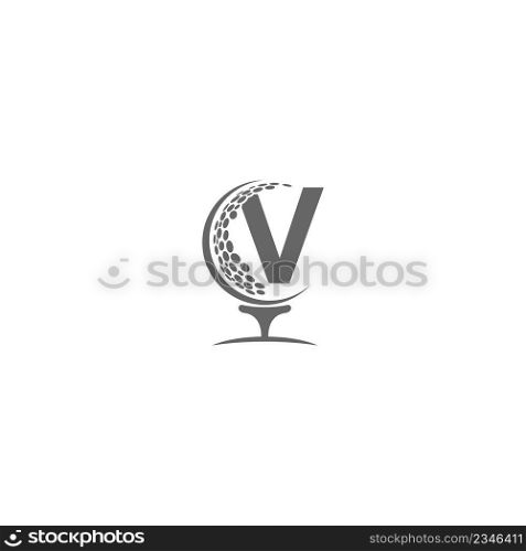 Letter V and golf ball icon logo design illustration