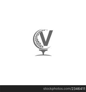 Letter V and golf ball icon logo design illustration