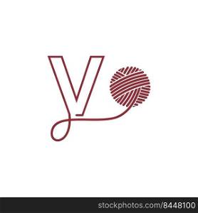 Letter V and skein of yarn icon design illustration vector
