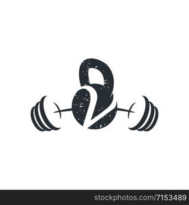 Letter V barbell vector icon design. Gym and bodybuilding logo. Vector design template elements for your application or corporate identity.