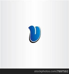 letter v blue icon vector logo element design