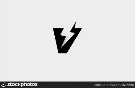  Letter V Bolt Logo Vector Design Icon Illustration