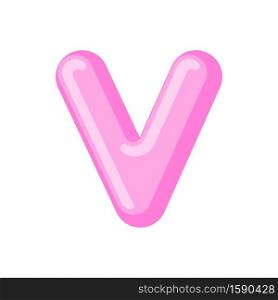 Letter V candy font. Caramel alphabet. lollipop lettering. Sweet ABC sign