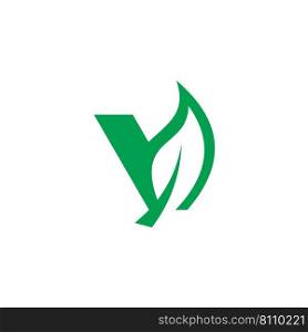 Letter v green leaf logo Royalty Free Vector Image