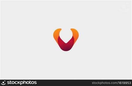 letter V Horn minimal logo design vector