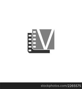 Letter V icon in film strip illustration template vector