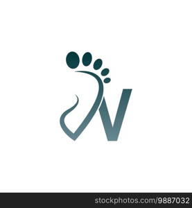 Letter V icon logo combined with footprint icon design template