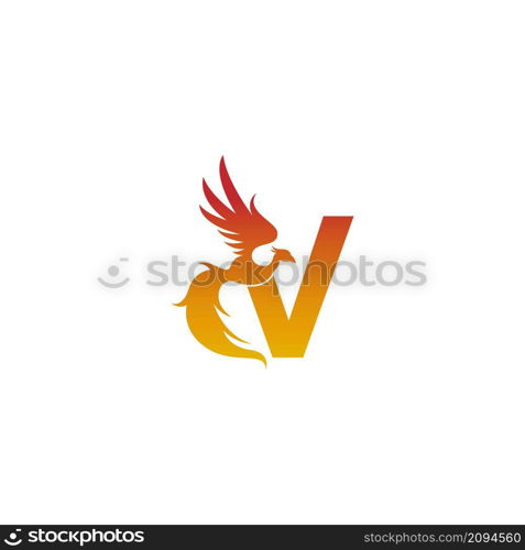 Letter V icon with phoenix logo design template illustration