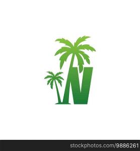 Letter V logo and  coconut tree icon design vector illustration