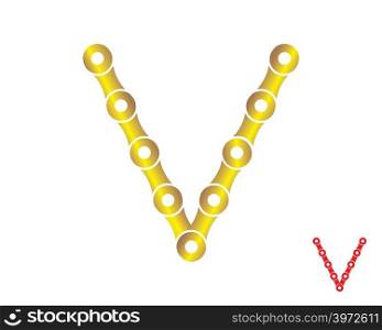 letter V logo chain concept illustration