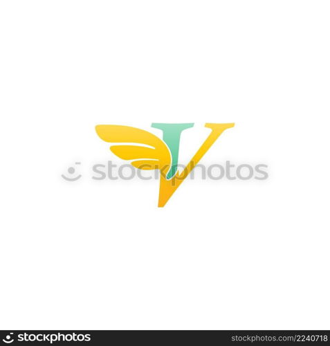 Letter V logo icon illustration with wings vector