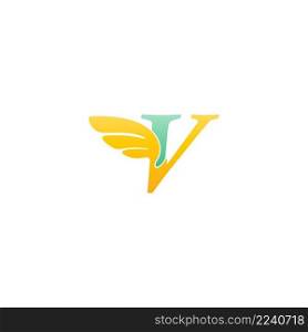 Letter V logo icon illustration with wings vector