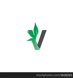 Letter V logo icon with cannabis leaf design vector illustration