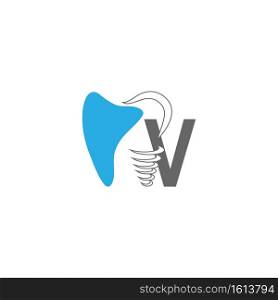 Letter V logo icon with dental design illustration vector 