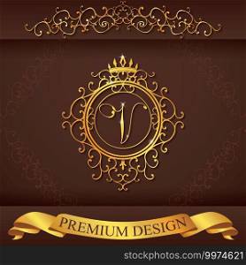 Letter V. Luxury Logo template flourishes calligraphic elegant ornament lines. Business sign, identity for Restaurant, Royalty, Boutique, Hotel, Heraldic, Jewelry, Fashion, vector illustration.. Letter V. Luxury Logo template flourishes calligraphic elegant ornament lines. Business sign, identity for Restaurant, Royalty, Boutique, Hotel, Heraldic, Jewelry, Fashion, vector illustration