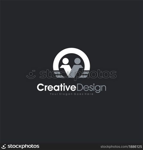 Letter V people logo design template logo