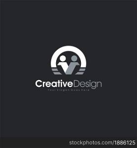 Letter V people logo design template logo