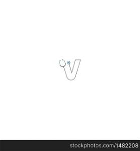 Letter V stethoscope medical logo icon