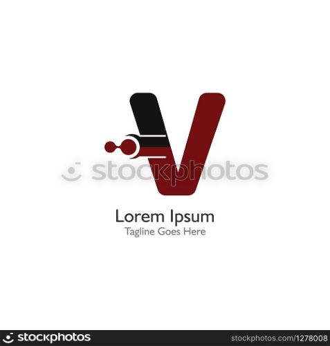 Letter V with Antom Creative logo or symbol template design