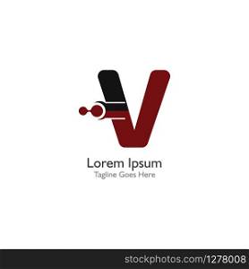 Letter V with Antom Creative logo or symbol template design