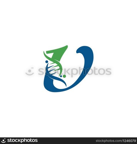 Letter V with DNA logo or symbol Template design vector