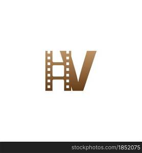 Letter V with film strip icon logo design template illustration