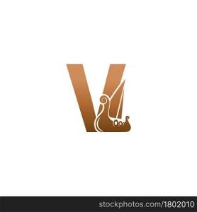 Letter V with logo icon viking sailboat design template illustration