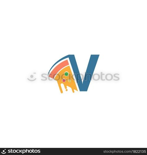 Letter V with pizza icon logo vector template