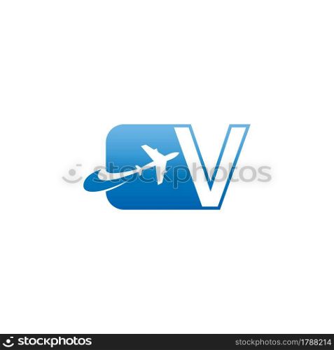Letter V with plane logo icon design vector illustration