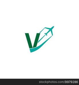 Letter V with plane logo icon design vector illustration