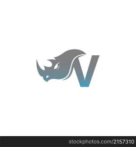 Letter V with rhino head icon logo template vector