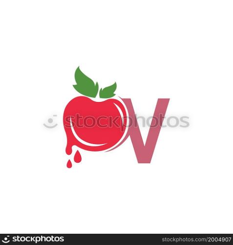Letter V with tomato icon logo design template illustration vector