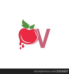 Letter V with tomato icon logo design template illustration vector