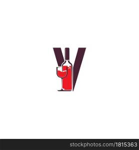 Letter V with wine bottle icon logo vector template