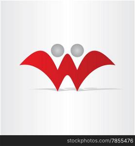 letter w abstract people design character icon element