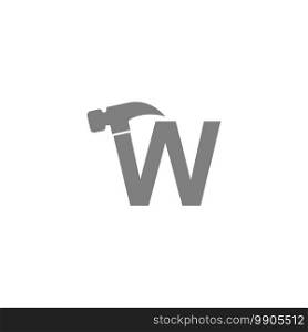 Letter W and hammer combination icon logo design vector