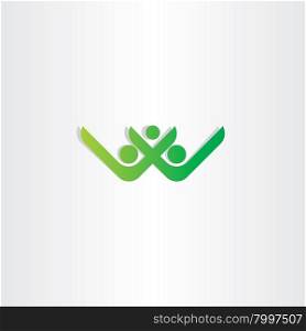 letter w and v healthy people green vector icon abstract