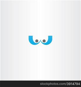letter w blue people icon element symbol
