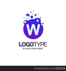 Letter W Bubbles Logo Purple Template. Vector Brand Name Design