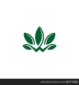 Letter w green cannabis logo initial w Royalty Free Vector