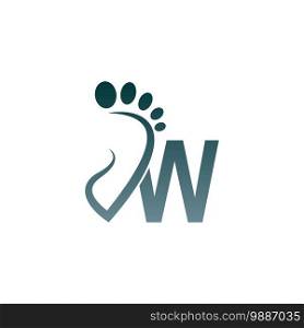 Letter W icon logo combined with footprint icon design template