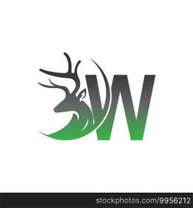 Letter W icon logo with deer illustration design vector