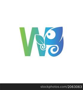 Letter W icon with chameleon logo design template vector