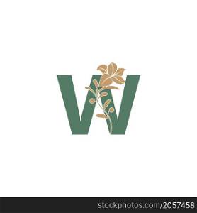 Letter W icon with lily beauty illustration template vector