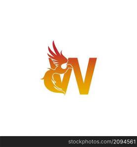 Letter W icon with phoenix logo design template illustration