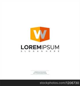 Letter W logo icon design template elements orange color