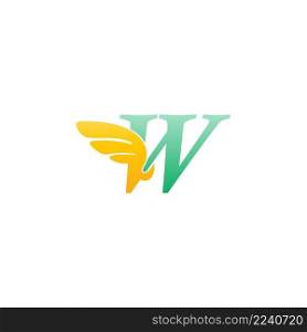Letter W logo icon illustration with wings vector