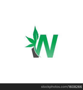 Letter W logo icon with cannabis leaf design vector illustration