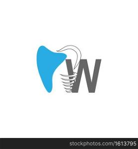 Letter W logo icon with dental design illustration vector 