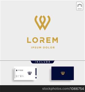 Letter W Monogram Logo Design Minimal Icon With gold Color and business card include. Letter W Monogram Logo Design Minimal Icon